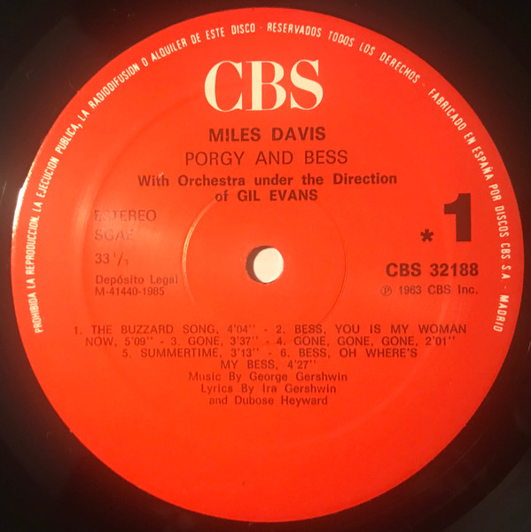 Miles Davis - Porgy And Bess | CBS (CBS 32188) - 3
