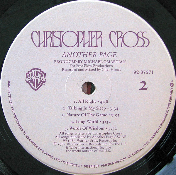 Christopher Cross - Another Page | Warner Bros. Records (92 37571) - 4 Christopher Cross - Another Page | Warner Bros. Records (92 37571) - 4