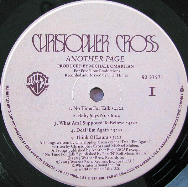Christopher Cross - Another Page | Warner Bros. Records (92 37571) - 3 Christopher Cross - Another Page | Warner Bros. Records (92 37571) - 3