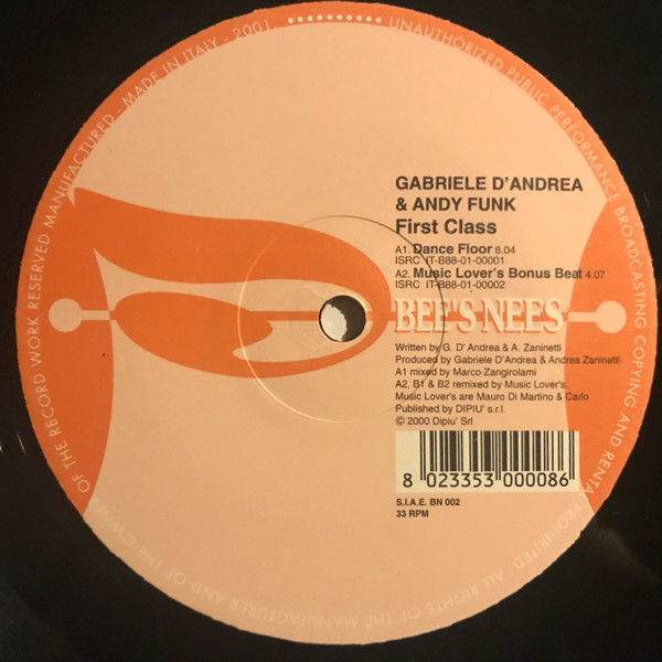 Gabriele D'Andrea & A.N.D.Y. Funk - First Class | Bee's Nees (BN 002) - 2 Gabriele D'Andrea & A.N.D.Y. Funk - First Class | Bee's Nees (BN 002) - 2