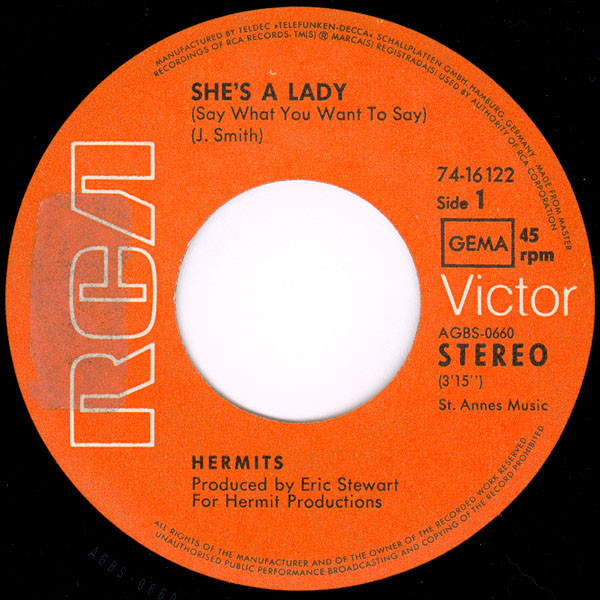 Hermits - She's A Lady | RCA Victor (74-16122) - 3