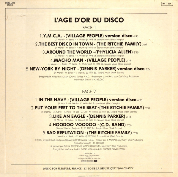 Various - l'Age d'Or Du Disco | Music For Pleasure (2M026-64713) - 2