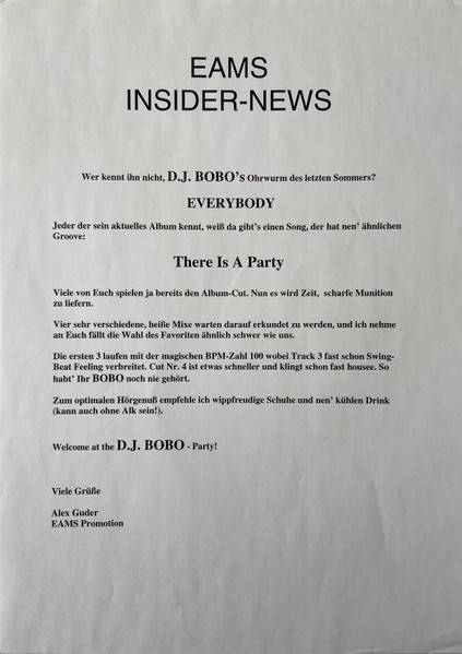 DJ BoBo - There Is A Party | EAMS (EAMS 2324-1) - 4 DJ BoBo - There Is A Party | EAMS (EAMS 2324-1) - 4
