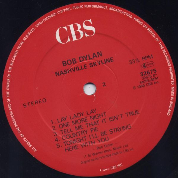 Bob Dylan - Nashville Skyline | CBS (32675) - 3