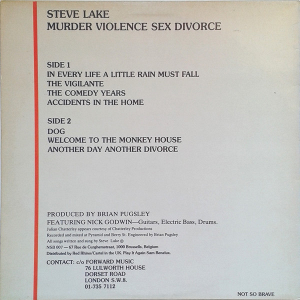 Steve Lake - Murder Violence Sex Divorce | Not So Brave VZW (NSB 007) - 2 Steve Lake - Murder Violence Sex Divorce | Not So Brave VZW (NSB 007) - 2