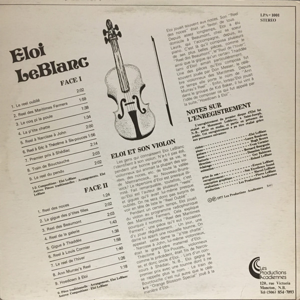 Eloi LeBlanc - Eloi LeBlanc | Les Productions Acadiennes (LPA-1001) - 2