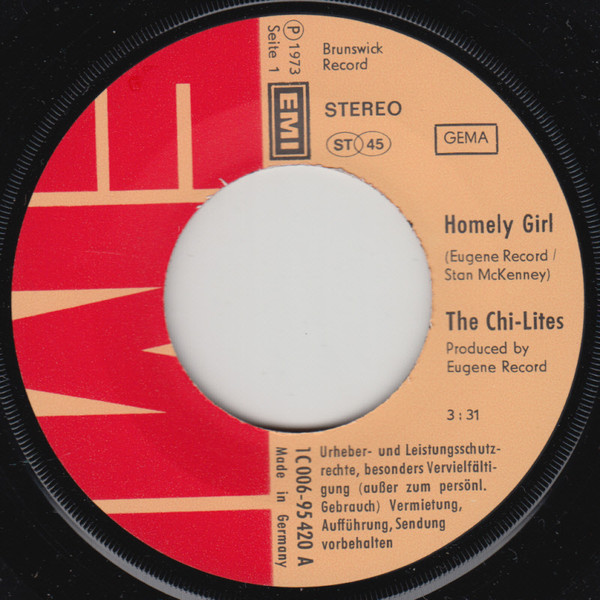 The Chi-Lites - Homely Girl | EMI (1C 006-95 420) - 3