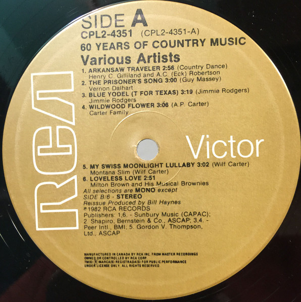 Various - 60 Years Of Country Music | RCA Victor (CPL2-4351) - 4