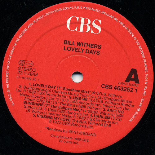 Bill Withers - Lovely Days | CBS (463252 1) - 3 Bill Withers - Lovely Days | CBS (463252 1) - 3