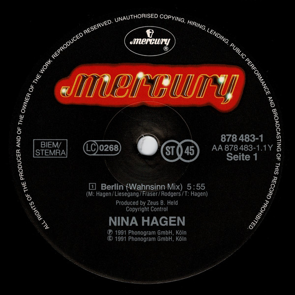 Nina Hagen - Berlin | Mercury (878 483-1) - 2
