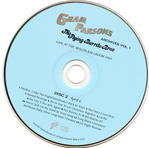 Gram Parsons With The Flying Burrito Bros - Gram Parsons Archives Vol 1 (Live At The Avalon Ballroom 1969) | Amoeba Records (AM0002) - 4