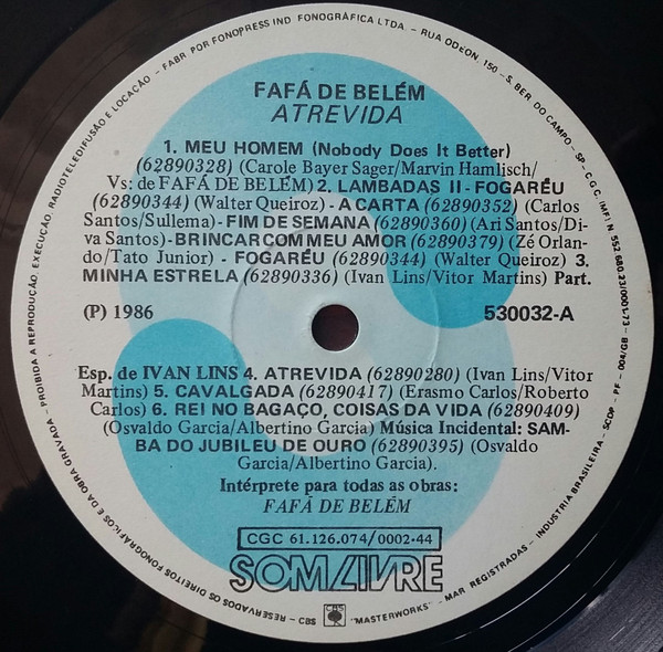 Fafá De Belém - Atrevida | Som Livre (530.032) - 2