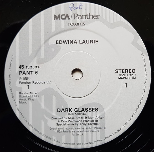 Edwina Lawrie - Dark Glasses | Panther Records (PANT 6) - 3