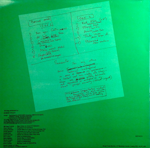 Robert Wyatt - Nothing Can Stop Us | Rough Trade (ROUGH 35) - 2 Robert Wyatt - Nothing Can Stop Us | Rough Trade (ROUGH 35) - 2