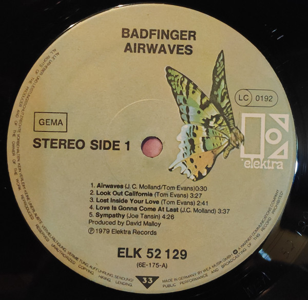 Badfinger - Airwaves | Elektra (ELK 52 129) - 3