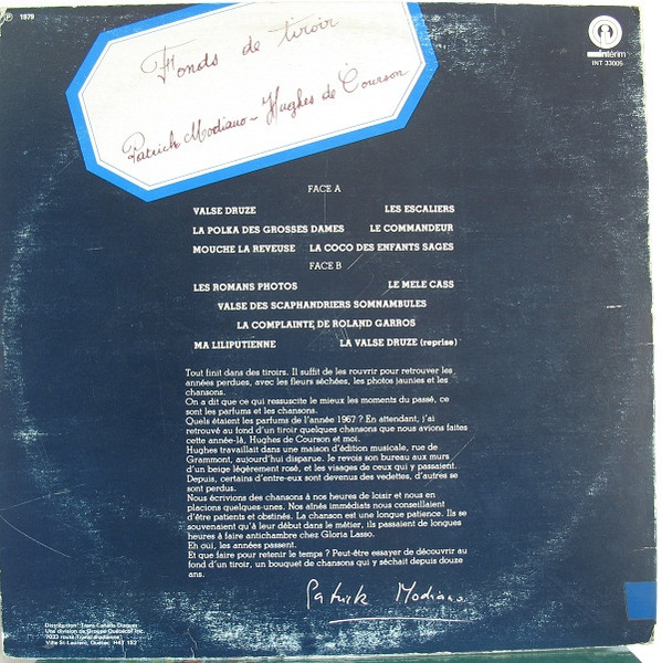 Patrick Modiano / Hughes De Courson - Fonds De Tiroir | Intérim (INT 33005) - 2 Patrick Modiano / Hughes De Courson - Fonds De Tiroir | Intérim (INT 33005) - 2