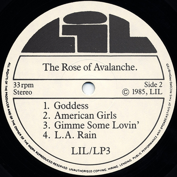 The Rose Of Avalanche - First Avalanche | Leeds Independent Label (LIL/LP3) - 4 The Rose Of Avalanche - First Avalanche | Leeds Independent Label (LIL/LP3) - 4