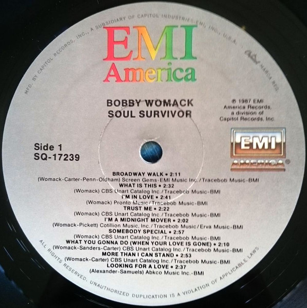 Bobby Womack - Soul Survivor | EMI America (SQ-17239) - 3 Bobby Womack - Soul Survivor | EMI America (SQ-17239) - 3