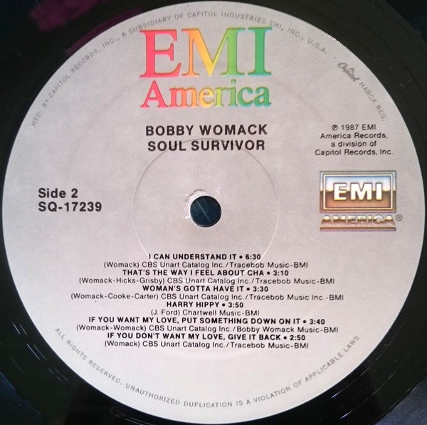 Bobby Womack - Soul Survivor | EMI America (SQ-17239) - 4 Bobby Womack - Soul Survivor | EMI America (SQ-17239) - 4