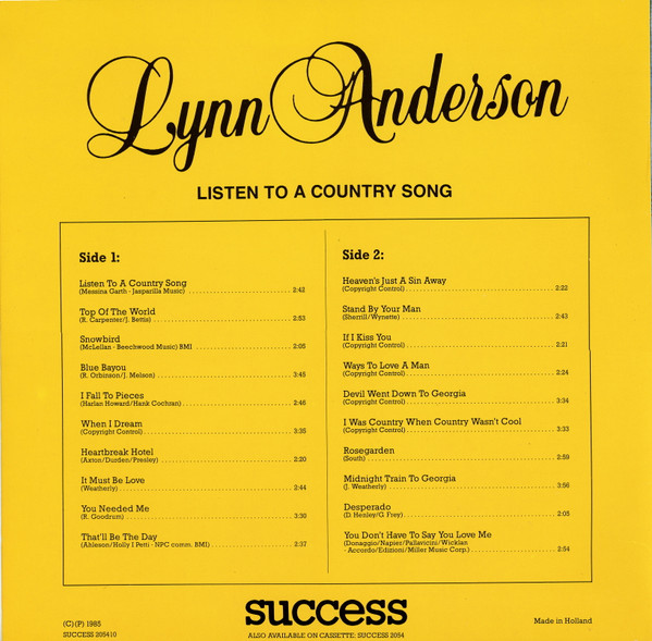 Lynn Anderson - Listen To A Country Song | Success (205410)