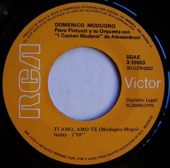 Domenico Modugno - La Lontananza / Ti Amo, Amo Te | RCA Victor (3-10553) - 4 Domenico Modugno - La Lontananza / Ti Amo, Amo Te | RCA Victor (3-10553) - 4