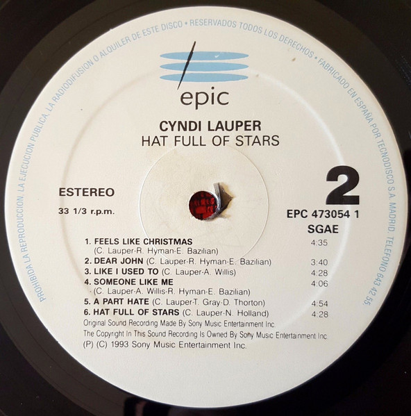 Cyndi Lauper - Hat Full Of Stars | Epic (EPC 473054 1) - 4 Cyndi Lauper - Hat Full Of Stars | Epic (EPC 473054 1) - 4