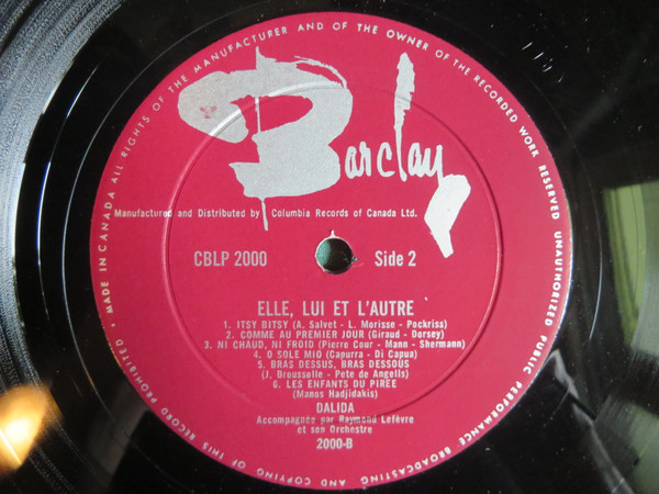 Dalida - Elle, Lui Et L'Autre | Barclay (BLP-2000) - 4