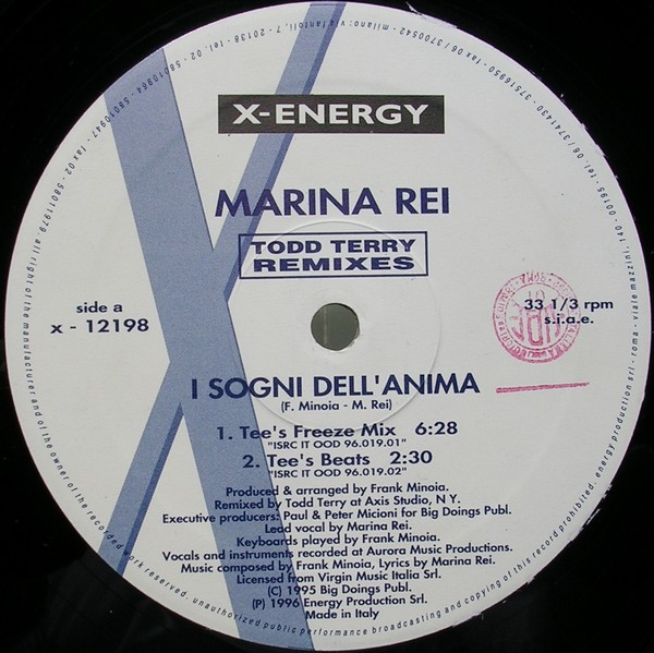 Marina Rei - I Sogni Dell'Anima (Todd Terry Remixes) | X-Energy Records (X-12198) - 2