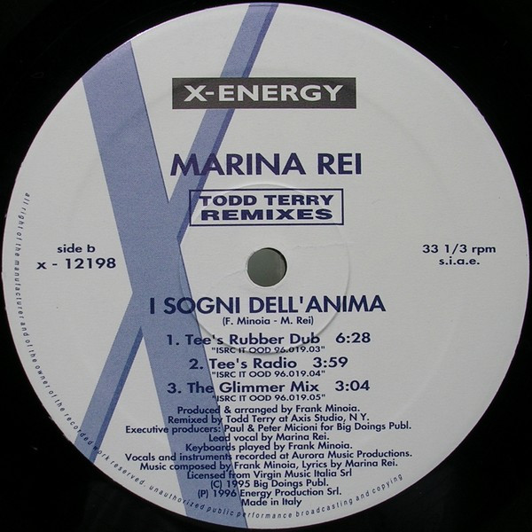 Marina Rei - I Sogni Dell'Anima (Todd Terry Remixes) | X-Energy Records (X-12198) - 3