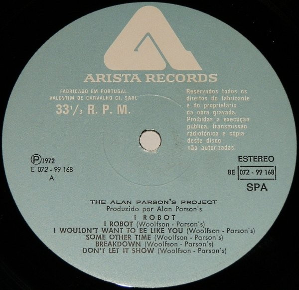 The Alan Parsons Project - I Robot | Arista (8E 072 99168) - 3 The Alan Parsons Project - I Robot | Arista (8E 072 99168) - 3