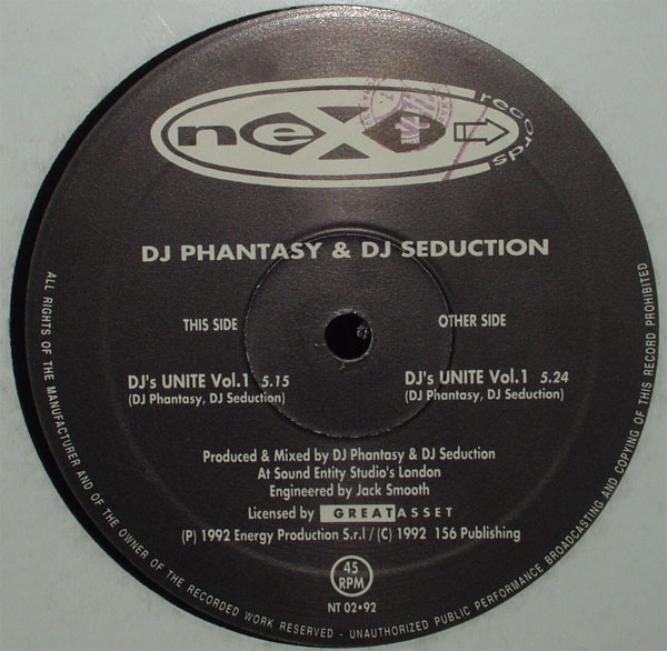 DJ Phantasy & DJ Seduction - DJ's Unite Vol.1 | Next Records (NT 002 92) - main