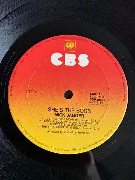 Mick Jagger - She's The Boss | CBS (SBP 8052) - 3