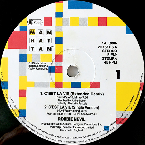 Robbie Nevil - C'est La Vie | Manhattan Records (K 060 20 1511 6) - 2