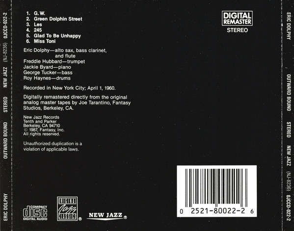 Eric Dolphy Quintet - Outward Bound | Original Jazz Classics (OJCCD-022-2) - 3