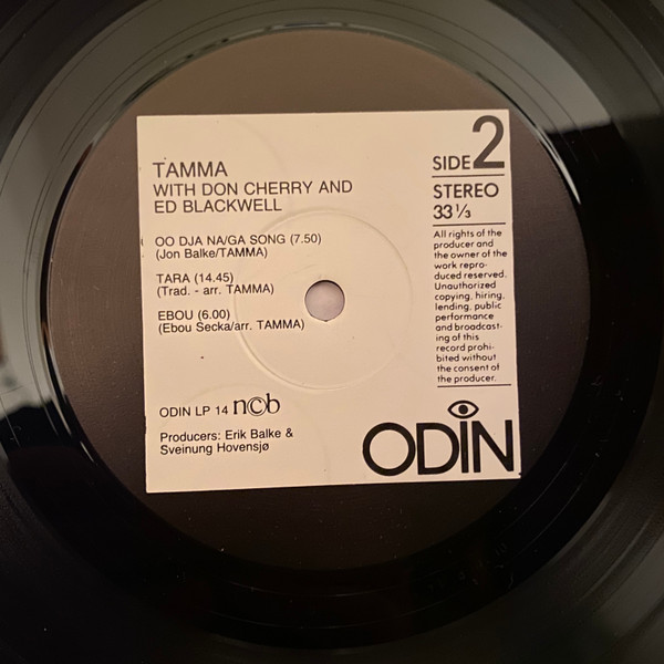 Tamma With Don Cherry & Ed Blackwell - Tamma With Don Cherry & Ed Blackwell | Odin (ODIN LP14) - 4