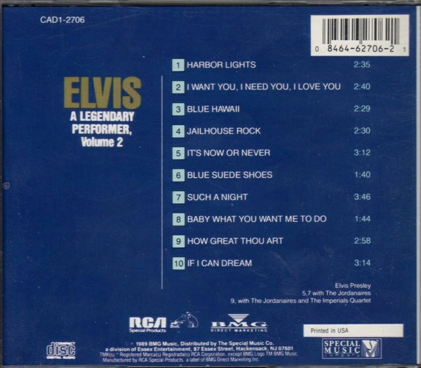 Elvis Presley - A Legendary Performer - Volume 2 | RCA Special Products (CAD1-2706) - 2