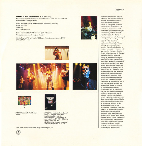 Frankie Goes To Hollywood - Welcome To The Pleasuredome | ZTT (12ZTAS 7) - 2
