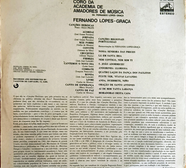 Fernando Lopes-Graça , Coro Lopes-Graça da Academia de Amadores de Música - Canções Heróicas / Canções Regionais Portuguesas | A Voz Do Dono (8E 061 40328) - 2 Fernando Lopes-Graça , Coro Lopes-Graça da Academia de Amadores de Música - Canções Heróicas / Canções Regionais Portuguesas | A Voz Do Dono (8E 061 40328) - 2
