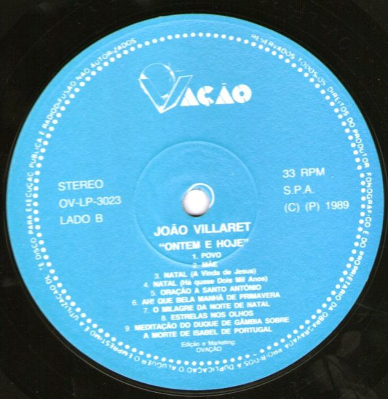 João Villaret - Ontem E Hoje | Ovação (OV - LP - 3023) - 2