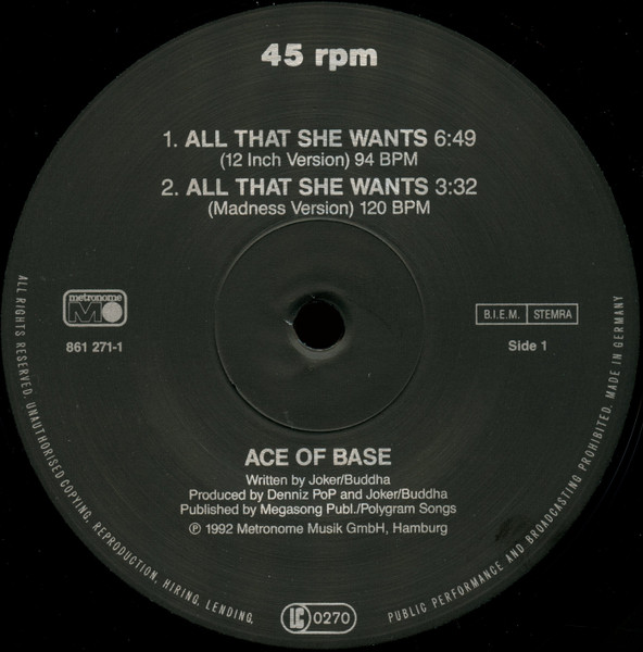 Ace Of Base - All That She Wants | Metronome (861 271-1) - 3 Ace Of Base - All That She Wants | Metronome (861 271-1) - 3