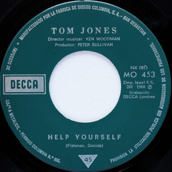 Tom Jones - Help Yourself / Day By Day | Decca (MO 453) - 3