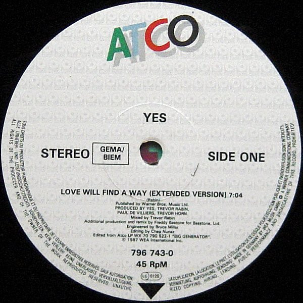 Yes - Love Will Find A Way | ATCO Records (796743-0) - 3 Yes - Love Will Find A Way | ATCO Records (796743-0) - 3