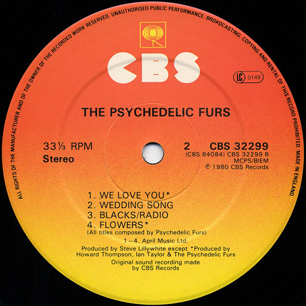 The Psychedelic Furs - The Psychedelic Furs | CBS (CBS 32299) - 4