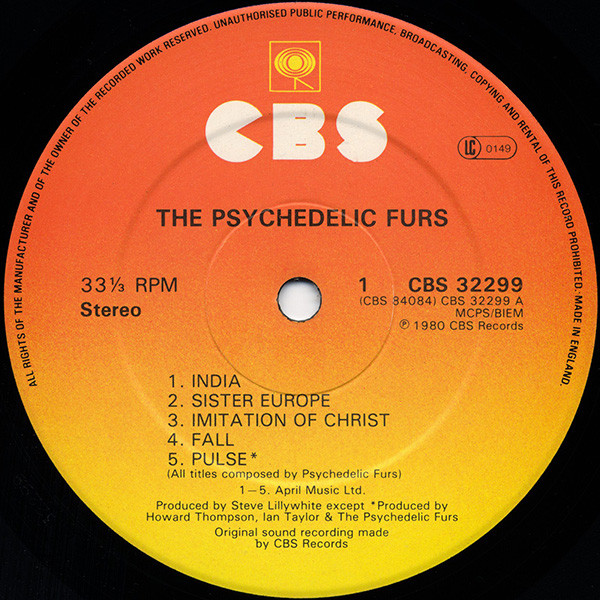 The Psychedelic Furs - The Psychedelic Furs | CBS (CBS 32299) - 3
