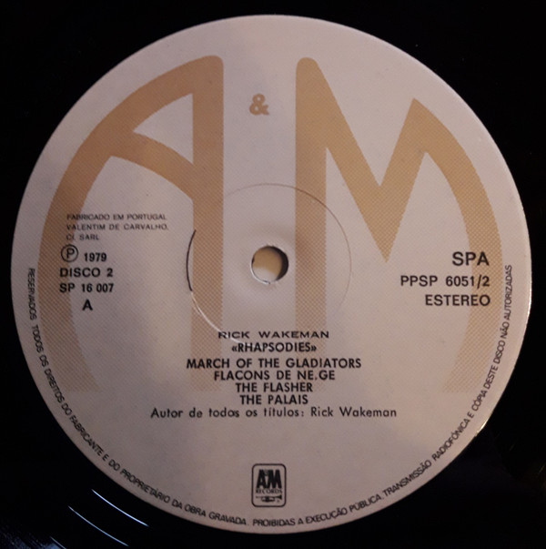 Rick Wakeman - Rhapsodies | A&M Records (PPSP 6051/2) - 3