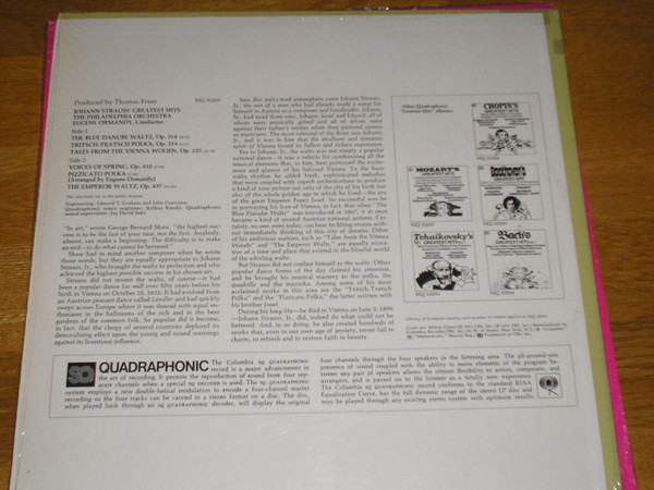 Johann Strauss Jr. - The Philadelphia Orchestra , Eugene Ormandy - Johann Strauss' Greatest Hits | Columbia Masterworks (MQ 32059) - 3 Johann Strauss Jr. - The Philadelphia Orchestra , Eugene Ormandy - Johann Strauss' Greatest Hits | Columbia Masterworks (MQ 32059) - 3