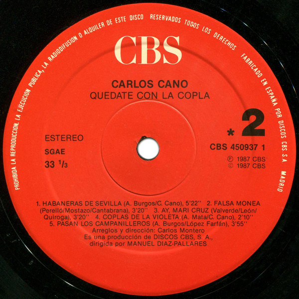Carlos Cano - Quédate Con La Copla | CBS (CBS 450937 1) - 4