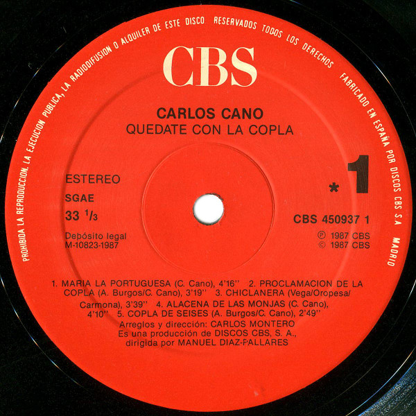 Carlos Cano - Quédate Con La Copla | CBS (CBS 450937 1) - 3