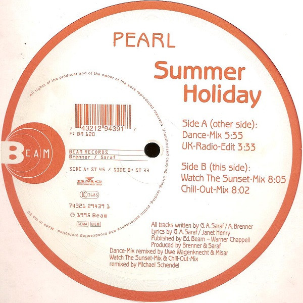 Pearl - Summer Holiday | Beam Records (74321 29439 1) - main Pearl - Summer Holiday | Beam Records (74321 29439 1) - main