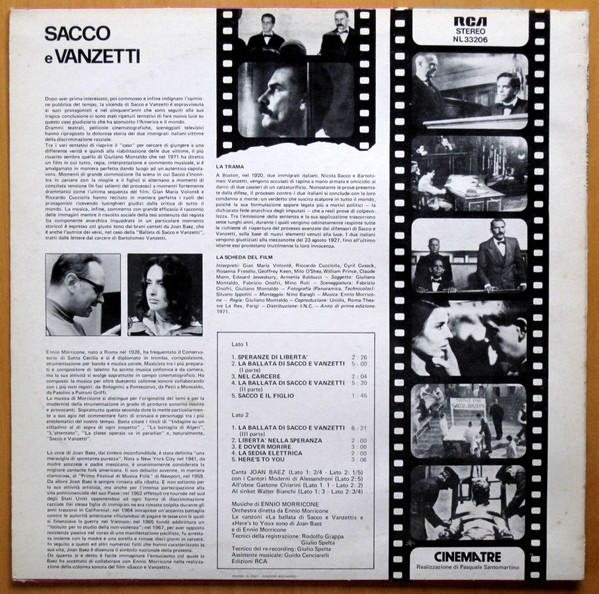 Ennio Morricone - Sacco E Vanzetti (Colonna Sonora Originale Del Film) | RCA (NL 33206) - 2